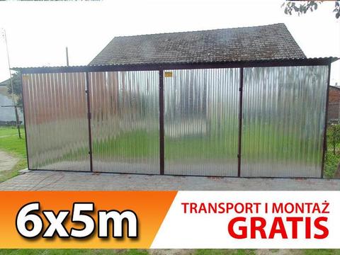 BEZPŁATNY TRANSPORT I MONTAŻ Garaż blaszany blaszak 6x5m dwustanowisko
