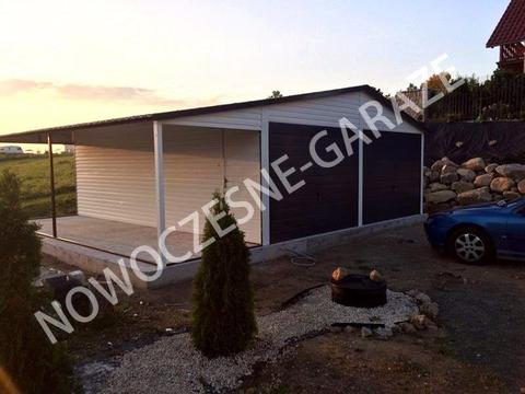 GARAŻE BLASZANE imitacja drewna Nowość Garaż blaszany dowolny wymiar ORZECH ZŁOTY DĄB nowo