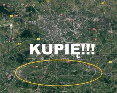 Kupię działkę budowlaną 15-25 ar w rejonie pomiędzy Skawiną a Wieliczką, oferty tylko od właścicieli