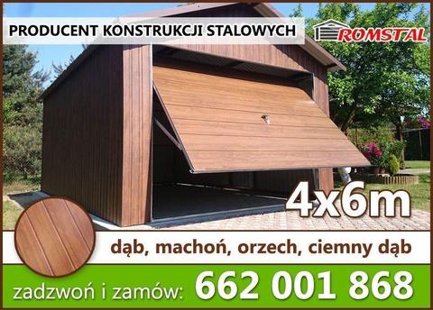 Garaż blaszany 4x6m drewnopodobny blaszaki garaże bramy wiaty