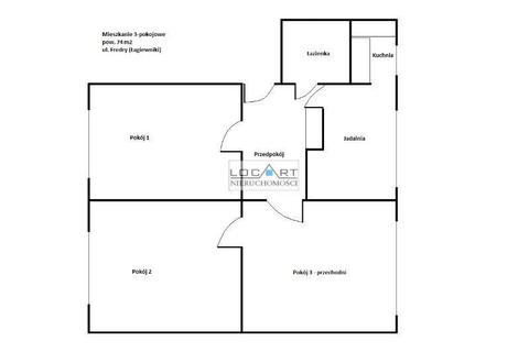Mieszkanie 3-pokojowe, 74 m2, ul. Fredry