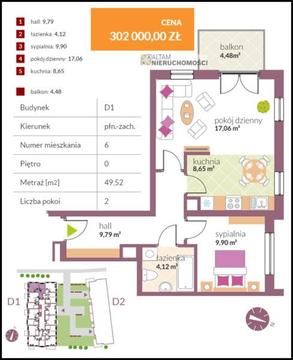 NOWE - OSTATNIE! 2pok., 49,52m², jasna kuchnia, balkon 4,48 m² (ok. ul. Łokietka/ul. Opolskiej)