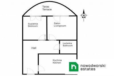 2 pokoje, 55m2, z pięknym tarasem ul Kniaziewicza