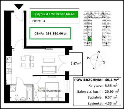 NOWE! 2pok., 40,40m², IVp., balkon 3,87m², Czyżyny (ok Łąk Nowohuckich)