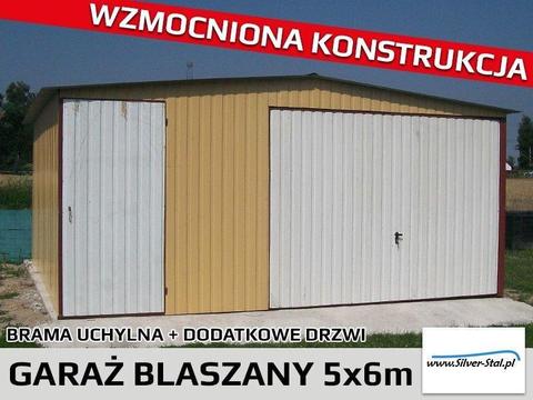 Garaż blaszany w dowolnym kolorze 5x6 dwuspadowy brama orzech MOCNA KONSTRUKCJA