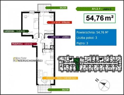 NOWE! 3pok. 54,76m², 2balkony, wsch.-zach., II-VIp., ok. CH CZYŻYNY