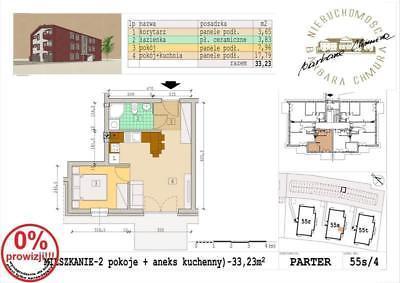 33,23 m, dwupokojowe, parter, S4