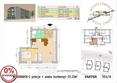 33,23 m, dwupokojowe, parter, T4