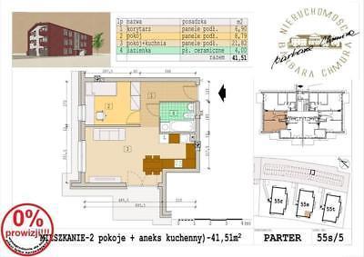 41,51 m, dwupokojowe, parter, S5