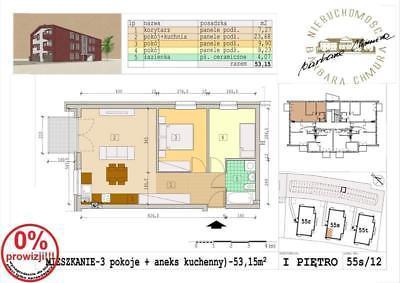 53,15 m, trzypokojowe, 1 piętro, S12