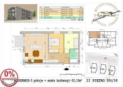 53,15 m, trzypokojowe, 2 piętro, T18