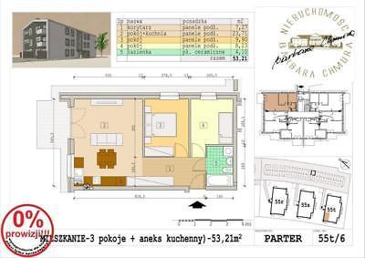 53,21 m, trzypokojowe, parter T6