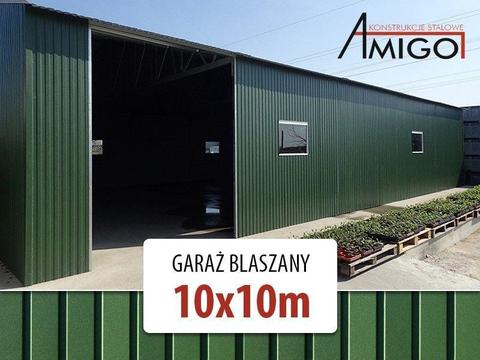 Garaż blaszany 10x10m - wiata , hala , magazyn duży - Amigo Garaże