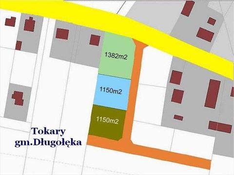 TOKARY gmina Długołęka , działka budowlana 1382m2