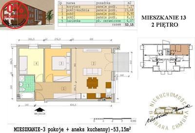 53,15 m, drugie piętro, trzypokojowe, M 13