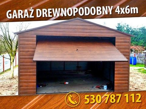 Garaż blaszany 4x6m drewnopodobny , wiaty , hale ,schowki , garaże