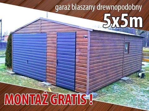 Garaż drewnopodobny 5x5 - brama i furtka , garaże blaszane , wiaty