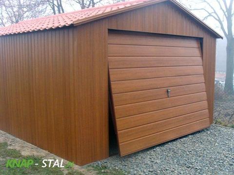 Garaż blaszany drewnopodobny z bramą uchylną różne wymiary profil zamknięty wiata hala schowek