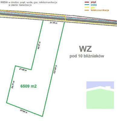 Złotno - teren 6500 m2 z WZ pod 10 bliźniaków