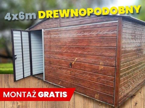 MONTAŻ GRATIS garaż blaszany drewnopodobny 4x6 brama uchylna PRODUCENT