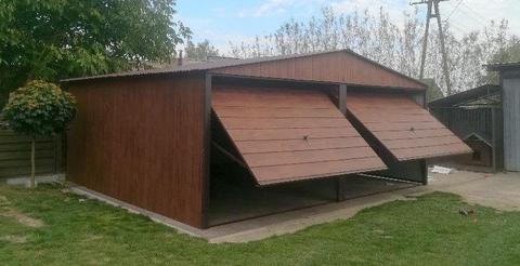 Garaż 6x5 poziomy garaże blaszane struktura drewna podwójny