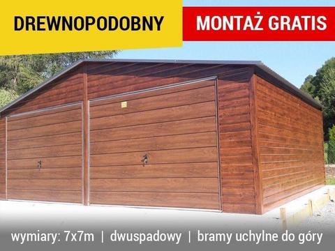 Garaż blaszany 7x7 drewnopodobny garaże blaszane bramy garażowe hale wiaty