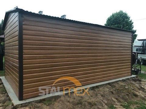 GARAŻ BLASZANY ZAKOPANE 3x5 II-spad KOLOR DREWNOPODOBNY