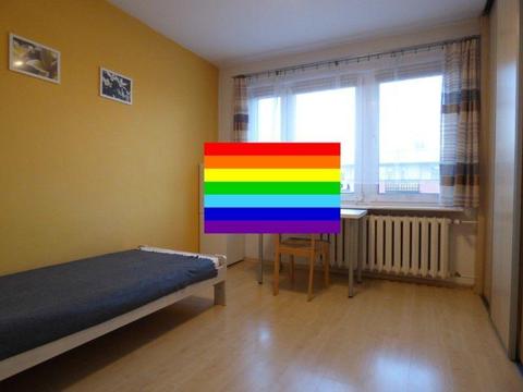 Duży pokój 1-osobowy w mieszkaniu GAY-friendly LGBT pokój, ul.Siewna 21, wszędzie blisko, szybki net