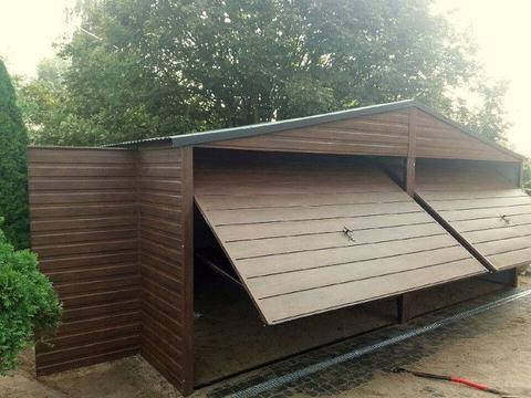 Garaże blaszane 6x5 złoty dąb garaż blaszany podwójny wiata struktura drewna