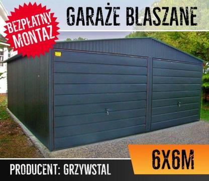 Garaż blaszany 6x6 podwójny blacha w kolorze I gatunek