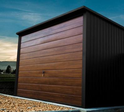 Garaż blaszany 3x5 Złoty dąb + Czarny matowy | Garaże blaszane | Producent | Transtal.com