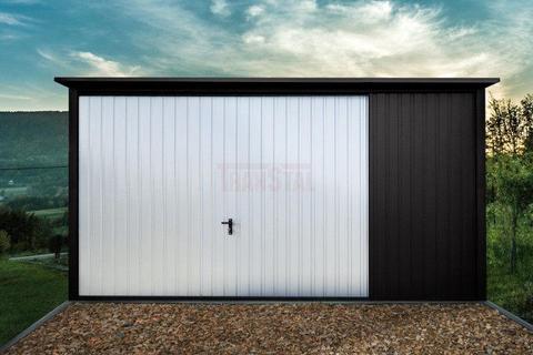 Garaż blaszany 4x6 Biały RAL9010 + Matowa czerń | Garaże blaszane | Producent | Transtal.com