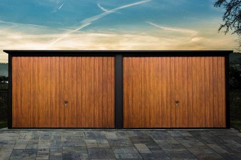 Garaż blaszany 6x6 Złoty dąb + Matowa Czerń | Garaże blaszane | Producent | Transtal.com