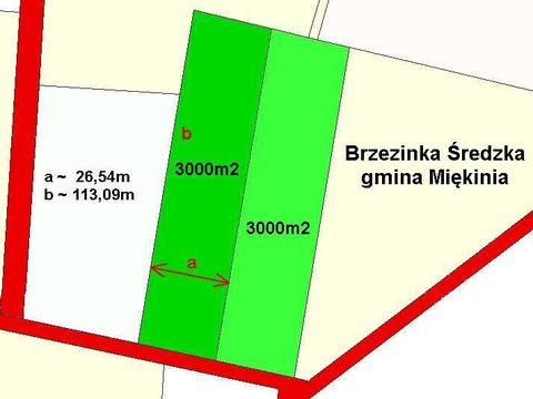 Brzezinka Średzka , gmina Miękinia , 3000m2 , działka budowlana