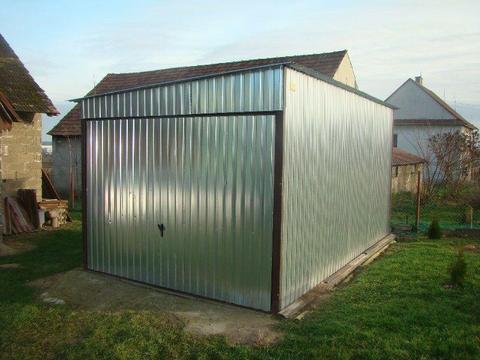 Garaż blaszany Ocynkowany 3x5 ze spadkiem na bok - JEDNOSTANOWISKOWY