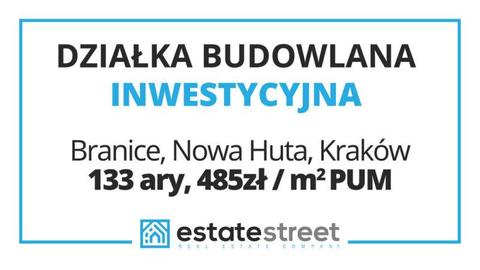 Działka Nowa Huta 3700m2 PUM BUDOWLANA 485zł/PUM