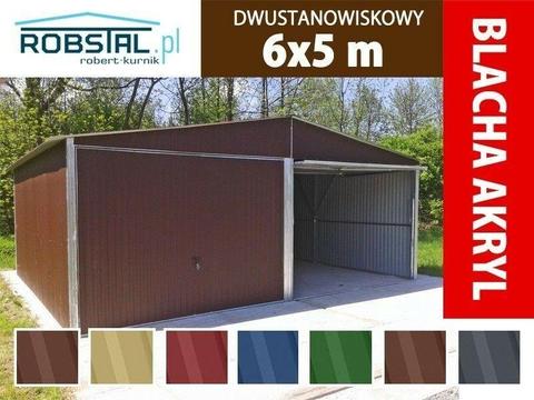 Garaż blaszany dwuspadowy w kolorze garaże blaszane blaszak dwustanowiskowy