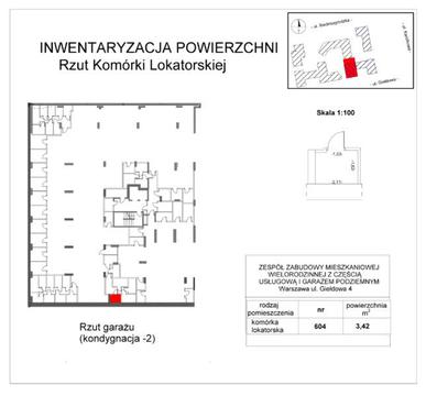 KOMÓRKA LOKATORSKA w garażu podziemnym, osiedle zamknięte, Wola, ul. Giełdowa 4